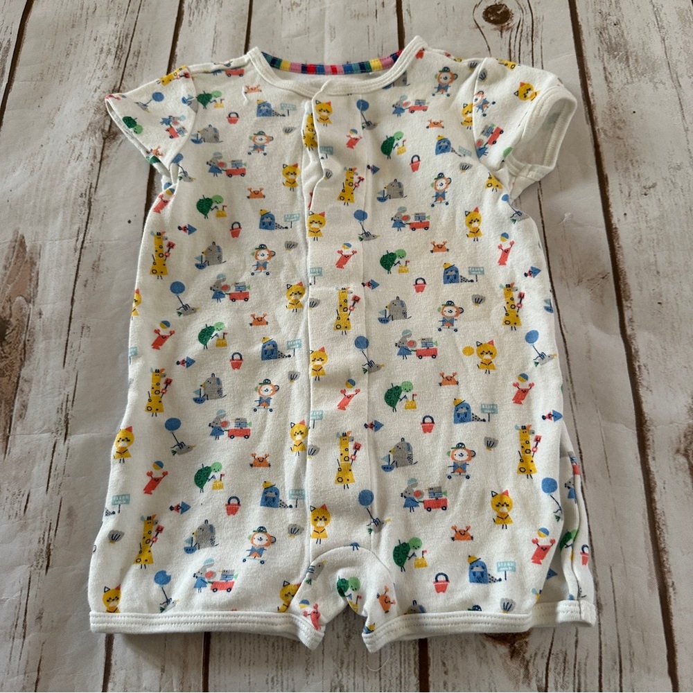 Magnetic Me White Baby Romper with Multicolor Animal Print